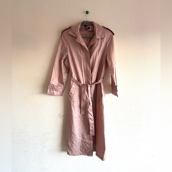 Alorna Made In Hong Kong Vintage Pink Rain Trench Coat Polyester Belted - Picture 2 of 13